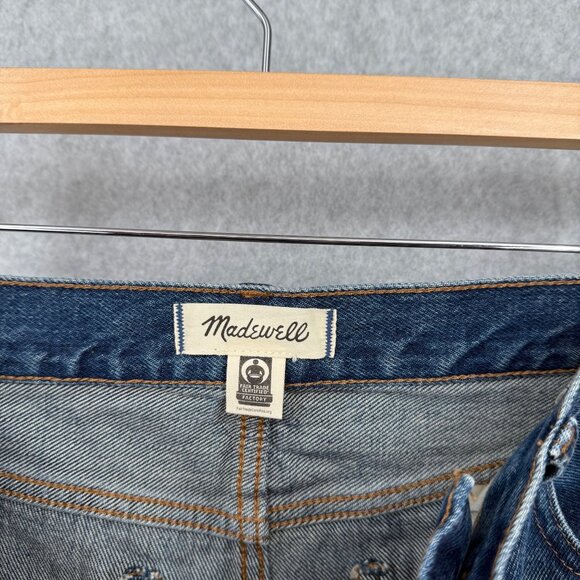 Madewell Womens Brynn Long Short Size 29 Blue Denim Button Fly Raw Hem NWOT - Picture 5 of 13